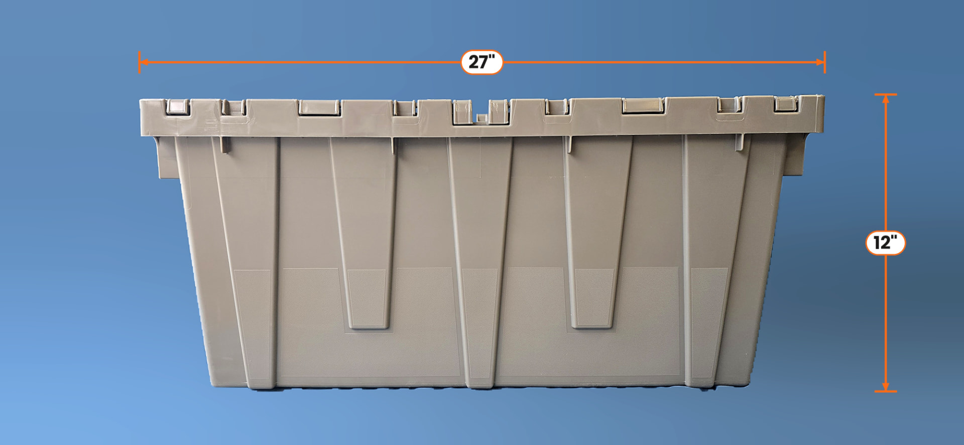 Side view of a BoxTote moving tote, 27 inches long by 12 inches tall